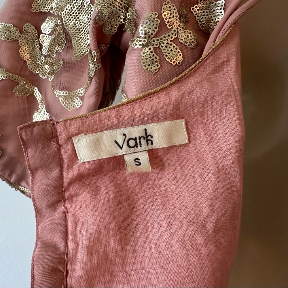 Blush Embroidered Indian Wedding Two Piece Dress with Gold Accents - Picture 13 of 16